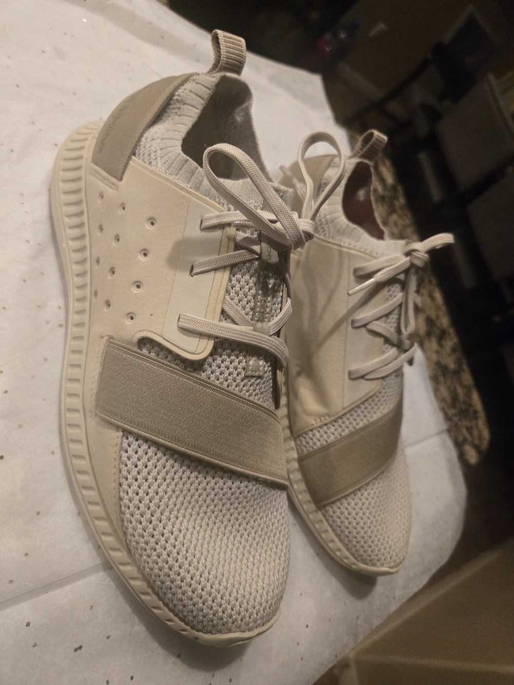 Under Armour Women Knit Strap Athletic Sneakers — Beige